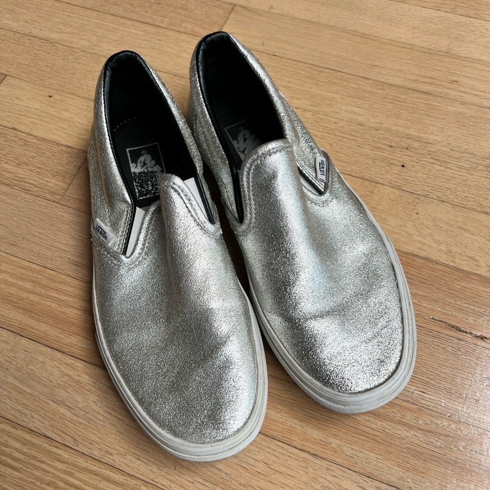 Vans Silver Slip-On Sneakers